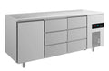 A&S Kühltisch -2 bis +8°C 1865x700x850mm mit 1x Tür und 2x drei Schubladen (3TDD)
