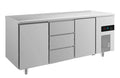 A&S Kühltisch -2 bis +8°C 1865x700x850mm mit 2x Türen und 1x drei Schubladen (3TDT)
