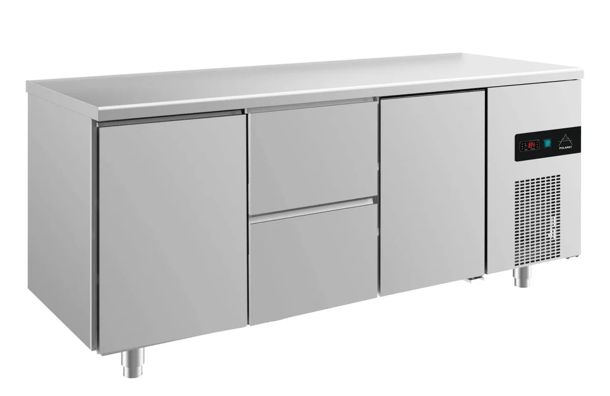 A&S Kühltisch -2 bis +8°C 1865x700x850mm mit 2x Türen und 1x zwei Schubladen (3TZT)