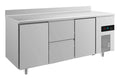 A&S Kühltisch -2 bis +8°C 1865x700x850mm mit 2x Türen und 1x zwei Schubladen u. Aufkantung (3TZTA)