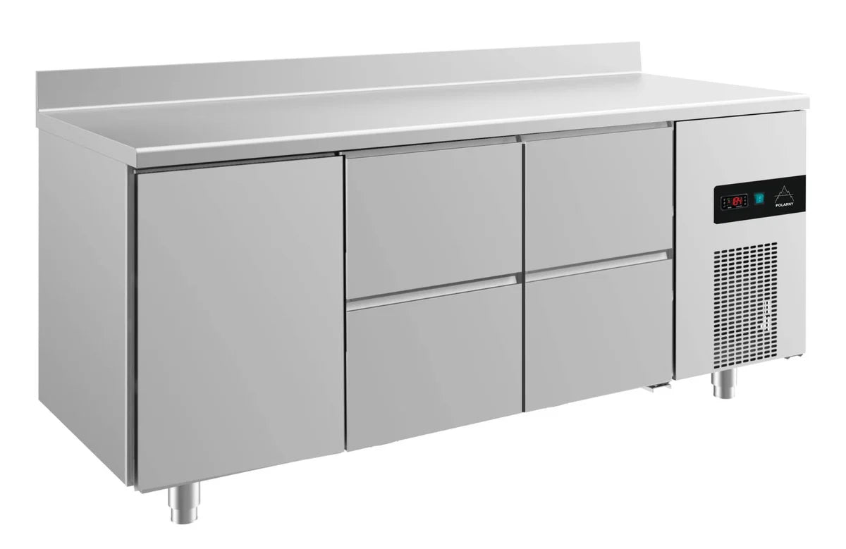 A&S Kühltisch -2 bis +8°C 1865x700x850mm mit 1x Tür und 2x zwei Schubladen u. Aufkantung (3TZZA)