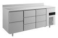 A&S Kühltisch -2 bis +8°C 1865x700x850mm mit 1x zwei Schubladen und 2x drei Schubladen u. Aufkantung (3ZDDA)