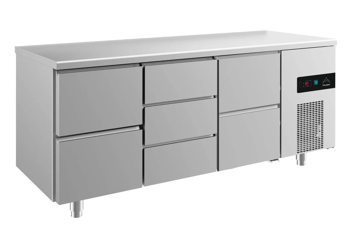 A&S Kühltisch -2 bis +8°C 1865x700x850mm mit 2x zwei Schubladen und 1x drei Schubladen (3ZDZ)