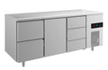 A&S Kühltisch -2 bis +8°C 1865x700x850mm mit 1x Tür, 1x zwei Schubladen und 1x drei Schubladen (3ZTD)