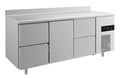 A&S Kühltisch -2 bis +8°C 1865x700x850mm mit 1x Tür und 2x zwei Schubladen u. Aufkantung (3ZTZA)