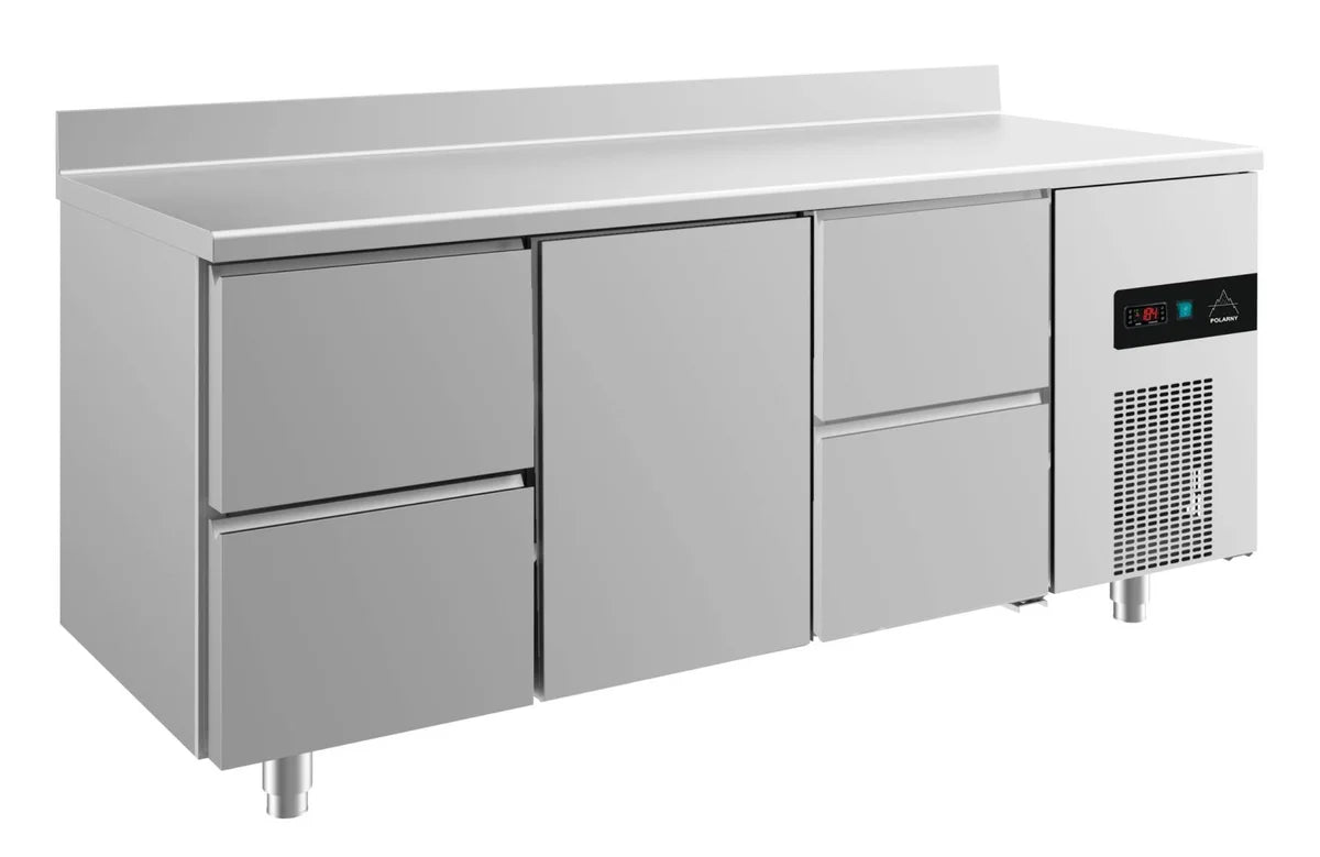 A&S Kühltisch -2 bis +8°C 1865x700x850mm mit 1x Tür und 2x zwei Schubladen u. Aufkantung (3ZTZA)