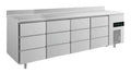 A&S Kühltisch -2 bis +8°C 2330x700x850mm mit 4x drei Schubladen u. Aufkantung