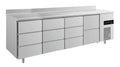 A&S Kühltisch -2 bis +8°C 2330x700x850mm mit 1x zwei Schubladen und 3x drei Schubladen u. Aufkantung (4DDDZA)