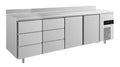 A&S Kühltisch -2 bis +8°C 2330x700x850mm mit 2x Türen und 2x drei Schubladen u. Aufkantung (4DDTTA)