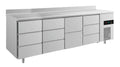 A&S Kühltisch -2 bis +8°C 2330x700x850mm mit 1x zwei Schubladen und 3x drei Schubladen u. Aufkantung (4DDZDA)