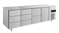A&S Kühltisch -2 bis +8°C 2330x700x850mm mit 1x Tür, 1x zwei Schubladen und 2x 3 Schubladen (4DDZT)