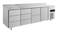 A&S Kühltisch -2 bis +8°C 2330x700x850mm mit 1x Tür, 1x zwei Schubladen und 2x 3 Schubladen u. Aufkantung (4DDZTA)