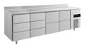 A&S Kühltisch -2 bis +8°C 2330x700x850mm mit 2x zwei Schubladen und 2x drei Schubladen u. Aufkantung (4DDZZA)