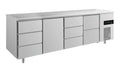A&S Kühltisch -2 bis +8°C 2330x700x850mm mit 1x Tür, 1x zwei Schubladen und 2x 3 Schubladen (4DTDZ)