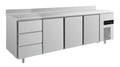 A&S Kühltisch -2 bis +8°C 2330x700x850mm mit 3x Tür und 2x drei Schubladen u. Aufkantung