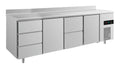 A&S Kühltisch -2 bis +8°C 2330x700x850mm mit 2x Türen, 1x zwei Schubladen und 1x 3 Schubladen u. Aufkantung (4DTZTA)