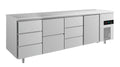 A&S Kühltisch -2 bis +8°C 2330x700x850mm mit 1x Tür, 1x zwei Schubladen und 2x 3 Schubladen (4DZDT)