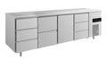 A&S Kühltisch -2 bis +8°C 2330x700x850mm mit 1x Tür, 1x zwei Schubladen und 2x 3 Schubladen (4DZTD)