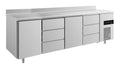 A&S Kühltisch -2 bis +8°C 2330x700x850mm mit 2x Türen und 2x drei Schubladen u. Aufkantung (4TDTDA)