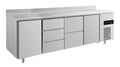 A&S Kühltisch -2 bis +8°C 2330x700x850mm mit 2x Türen, 1x zwei Schubladen und 1x 3 Schubladen u. Aufkantung (4TDZTA)