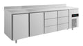 A&S Kühltisch -2 bis +8°C 2330x700x850mm mit 2x Türen und 2x drei Schubladen u. Aufkantung (4TTDDA)