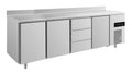 A&S Kühltisch -2 bis +8°C 2330x700x850mm mit 3x Türen und 1x drei Schubladen u. Aufkantung (4TTDTA)