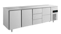A&S Kühltisch -2 bis +8°C 2330x700x850mm mit 2x Türen, 1x zwei Schubladen und 1x 3 Schubladen (4TTDZ)