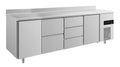 A&S Kühltisch -2 bis +8°C 2330x700x850mm mit 2x Türen, 1x zwei Schubladen und 1x 3 Schubladen u. Aufkantung (4TZDTA)