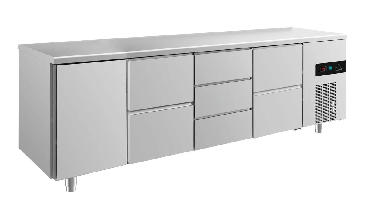 A&S Kühltisch -2 bis +8°C 2330x700x850mm mit 1x Tür, 2x zwei Schubladen und 1x 3 Schubladen (4TZDZ)