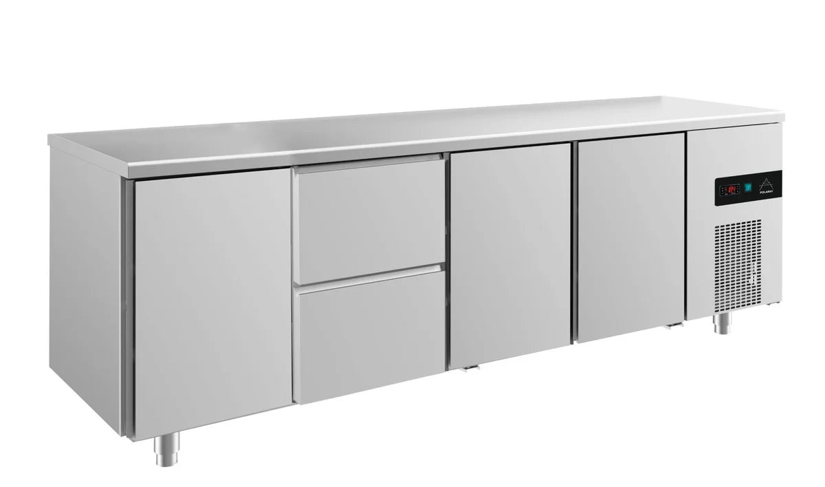 A&S Kühltisch -2 bis +8°C 2330x700x850mm mit 3x Türen und 1x zwei Schubladen (4TZTT)