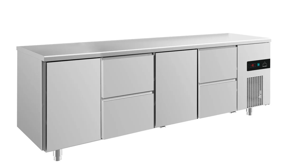 A&S Kühltisch -2 bis +8°C 2330x700x850mm mit 2x Türen und 2x zwei Schubladen (4TZTZ)