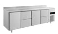 A&S Kühltisch -2 bis +8°C 2330x700x850mm mit 2x Türen und 2x zwei Schubladen u. Aufkantung (4TZTZA)