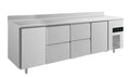 A&S Kühltisch -2 bis +8°C 2330x700x850mm mit 2x Türen und 2x zwei Schubladen u. Aufkantung (4TZZTA)
