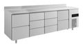 A&S Kühltisch -2 bis +8°C 2330x700x850mm mit 2x zwei Schubladen und 2x drei Schubladen u. Aufkantung (4ZDDZA)