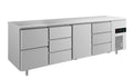A&S Kühltisch -2 bis +8°C 2330x700x850mm mit 1x Tür, 1x zwei Schubladen und 2x drei Schubladen