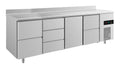 A&S Kühltisch -2 bis +8°C 2330x700x850mm mit 1x Tür, 2x zwei Schubladen und 1x 3 Schubladen u. Aufkantung (4ZDTZA)