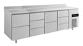 A&S Kühltisch -2 bis +8°C 2330x700x850mm mit 2x zwei Schubladen und 2x drei Schubladen u. Aufkantung (4ZDZDA)