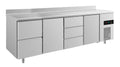 A&S Kühltisch -2 bis +8°C 2330x700x850mm mit 2x Türen, 1x zwei Schubladen und 1x 3 Schubladen u. Aufkantung (4ZTDTA)