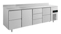 A&S Kühltisch -2 bis +8°C 2330x700x850mm mit 1x Tür, 2x zwei Schubladen und 1x 3 Schubladen u. Aufkantung (4ZTDZA)