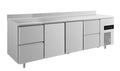 A&S Kühltisch -2 bis +8°C 2330x700x850mm mit 2x Türen und 2x zwei Schubladen u. Aufkantung (4ZTTZA)