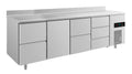 A&S Kühltisch -2 bis +8°C 2330x700x850mm mit 1x Tür, 2x zwei Schubladen und 1x 3 Schubladen u. Aufkantung (4ZTZDA)
