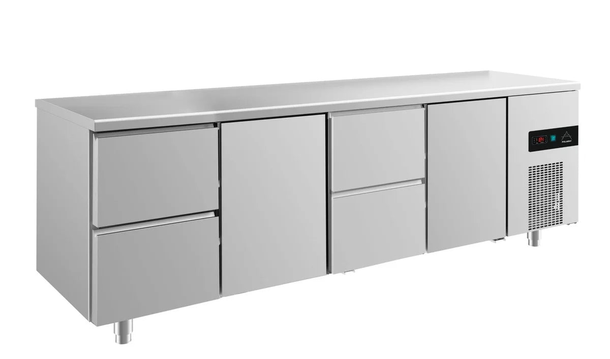 A&S Kühltisch -2 bis +8°C 2330x700x850mm mit 2x Türen und 2x zwei Schubladen (4ZTZT)
