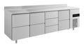 A&S Kühltisch -2 bis +8°C 2330x700x850mm mit 3x zwei Schubladen und 1x drei Schubladen u. Aufkantung (4ZZDZA)