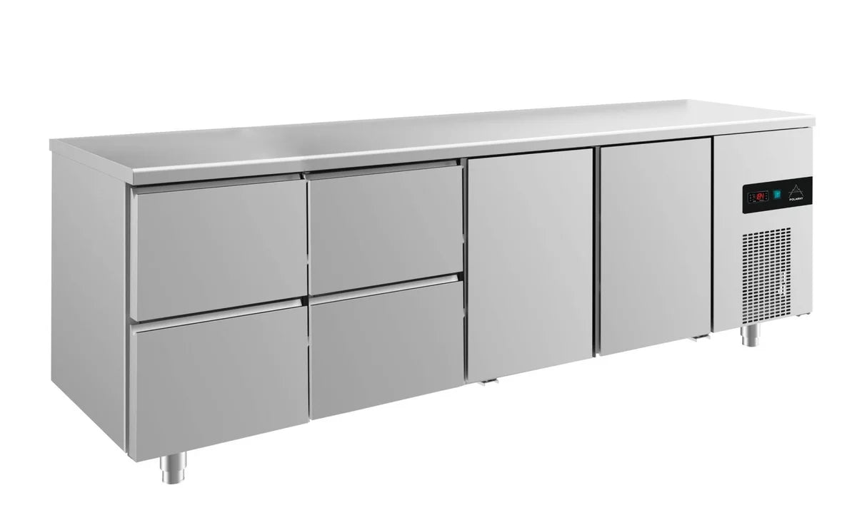 A&S Kühltisch -2 bis +8°C 2330x700x850mm mit 2x Türen und 2x zwei Schubladen (4ZZTT)