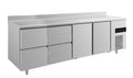 A&S Kühltisch -2 bis +8°C 2330x700x850mm mit 2x Türen und 2x zwei Schubladen u. Aufkantung (4ZZTTA)