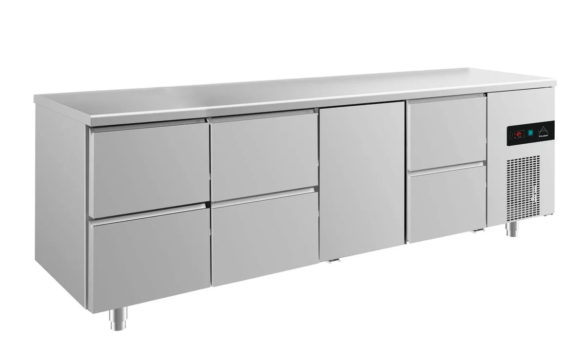 A&S Kühltisch -2 bis +8°C 2330x700x850mm mit 1x Tür und 3x zwei Schubladen  (4ZZTZ)