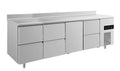 A&S Kühltisch -2 bis +8°C 2330x700x850mm mit 1x Tür und 3x zwei Schubladen u. Aufkantung (4ZZTZA)