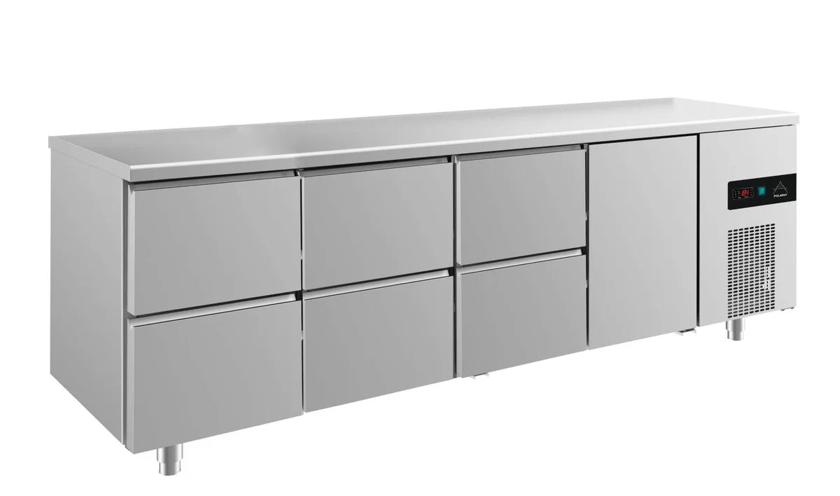 A&S Kühltisch -2 bis +8°C 2330x700x850mm mit 1x Tür und 3x zwei Schubladen (4ZZZT)