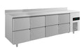 A&S Kühltisch -2 bis +8°C 2330x700x850mm mit 4x zwei Schubladen u. Aufkantung (4ZZZZA)