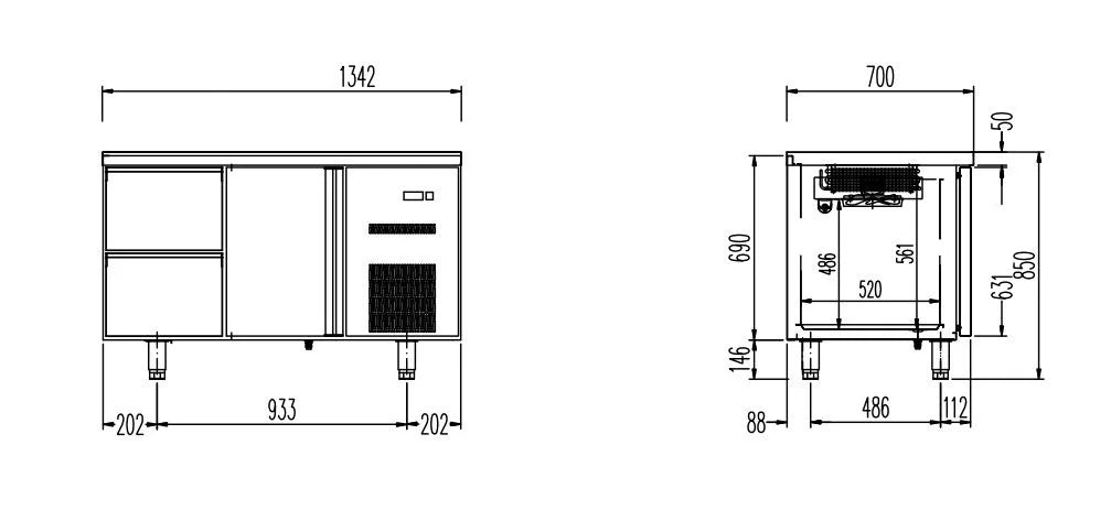 Kühltisch Profi 1/2 Superior - GN 1/1